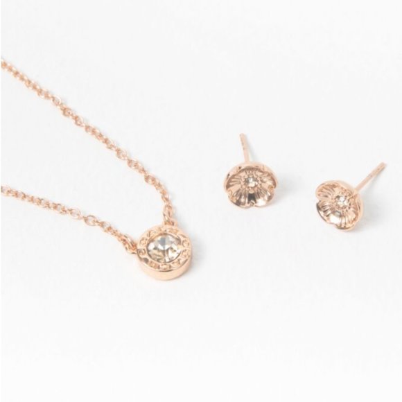 Coach Jewelry - Coach Open Circle Necklace and Tea Rose Stud Set
